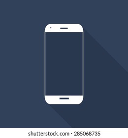 smartphone  flat icon with long shadow.