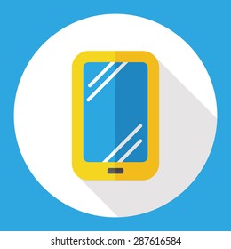 Smartphone flat icon with long shadow