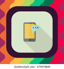 smartphone flat icon with long shadow, vector illustration