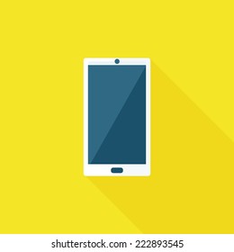 Smartphone flat icon. Modern flat icon with long shadow effect in stylish colors. Icons for Web and Mobile Application. EPS 10.