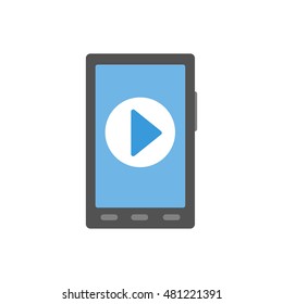 smartphone flat icon. phone play button