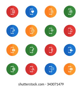 Smartphone  flat icons for media