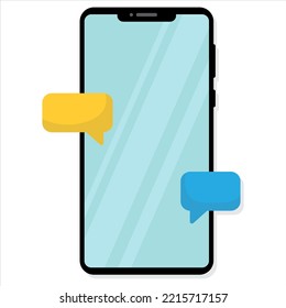 Smartphone flat illustration. Message in messenger. Vector illustration.