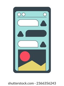 Smartphone flat line color isolated vector object. Portable gadget. Notification on screen. Editable clip art image on white background. Simple outline cartoon spot illustration for web design