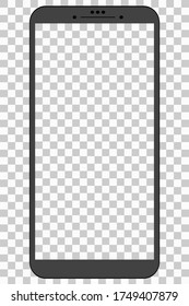 Smartphone flat mockup. Template for UI design. Black on white background, white screen.