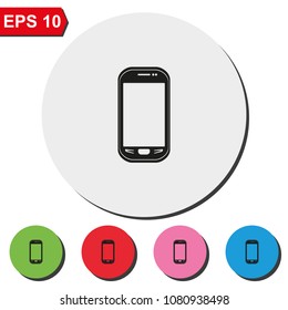 Smartphone flat round colorful vector icon.
