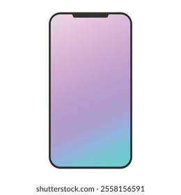 Smartphone in flat style with gradient wallpaper