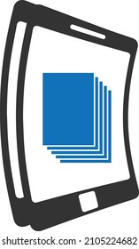 Smartphone flexible display icon vector  blue version 