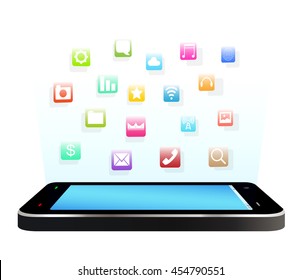 smartphone with floating applications icon