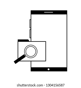smartphone folder file magnifying glass