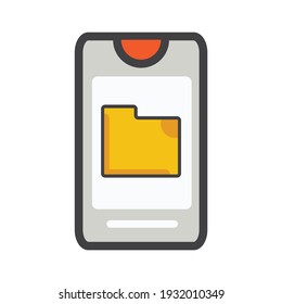 smartphone with folder illustration. smartphone illustration. vector icon. 