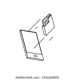 smartphone with folders documents vector ilustration