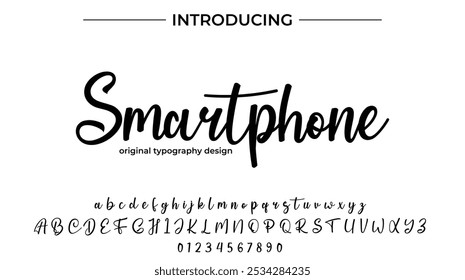 Smartphone Font Stylish brush painted an uppercase vector letters, alphabet, typeface
