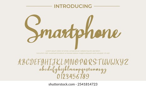 Smartphone Font Stylish brush painted an uppercase vector letters, alphabet, typeface