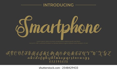 Smartphone-Schriftart Stilvoller Pinsel gemalt ein Großbuchstaben, Vektorbuchstaben, Alphabet, Schrift