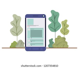 smartphone with forest landscape