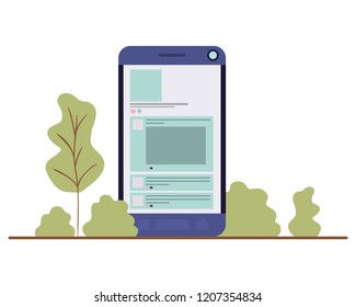 smartphone with forest landscape