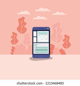 smartphone with forest landscape