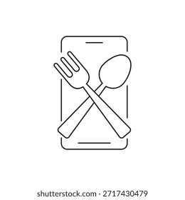 Smartphone with fork and spoon cross symbol design