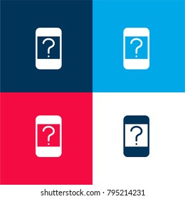 Smartphone four color material and minimal icon logo set in red and blue
