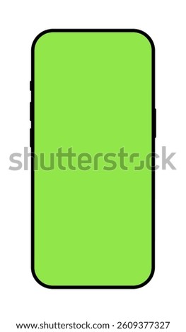 Smartphone frame backdrop. Blank smart phone green screen mockup. Gadget symbol. Device flat front view. Sign for website design, ui, mobile app. Mobile phone black icon isolated on a white background