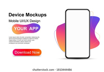 Smartphone frame blank screen, 3d phone mockup. Modern device model template for presentation UI UX app design interface - stock vector