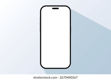 Smartphone frame design on gradient background with transparent screen space, modern digital device mockup template for app display, mobile UI, technology concept illustration