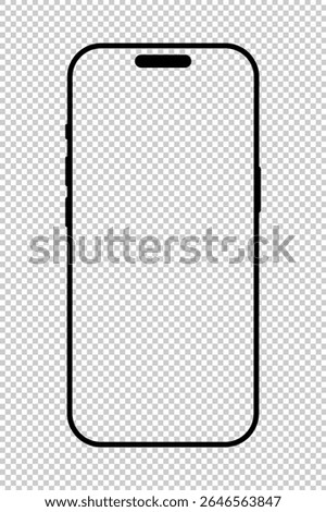 Smartphone frame. Gadget symbol. Mobile phone icon. Device front view. Sign for website design, mobile app. Blank smart phone screen. 