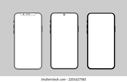 Smartphone frame, general devices mock up smartphone vector template set for infographics or realistic 3D phone presentations