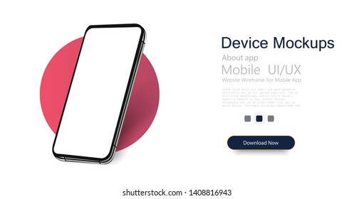 Smartphone frame less blank screen, rotated position. 3d isometric illustration cell phone. Smartphone perspective view. Template for infographics or presentation UI design interface. vector - Shutterstock ID 1408816943