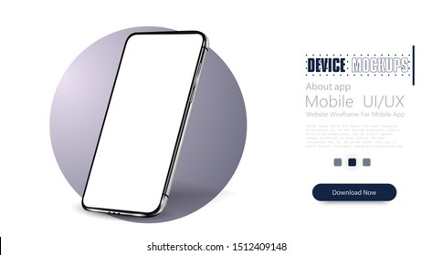 Smartphone frame less blank screen, rotated position. 3d isometric illustration cell phone. Smartphone perspective view. Template for infographics or presentation UI design interface. vector