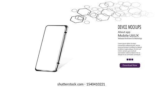 Smartphone frame less blank screen, rotated position. 3d isometric illustration cell phone. Smartphone perspective view. Template for infographics or presentation UI design interface. vector