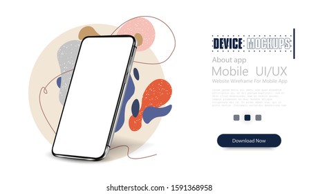 Smartphone frame less blank screen. Mockup generic device. Creative background in minimal fashion style on background with empty phone and copy space for text-design templates for social media stories