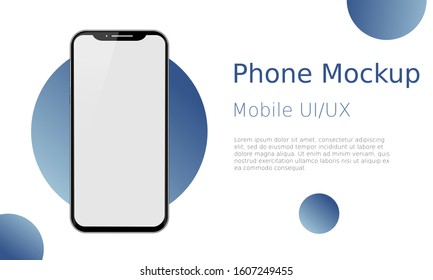 Smartphone frame less blank screen. Mockup generic device. Vector realistic blue smartphone template. Template for infographics or presentation UI design interface.