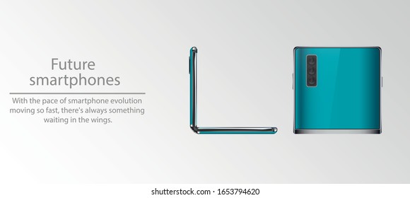 Marco Smartphone menos pantalla en blanco, posición girada. Teléfono inteligente desde diferentes ángulos. Dispositivo genérico de recolección. Conjunto de teléfonos inteligentes vectoriales