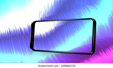 Smartphone frame less blank screen, rotated position. Smartphone perspective view. Template for infographics or presentation UI design interface. vector