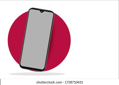 Smartphone frame less blank screen, rotated position.  illustration cell phone. Smartphone perspective view. Template for infographics or presentation UI design interface. vector.eps10