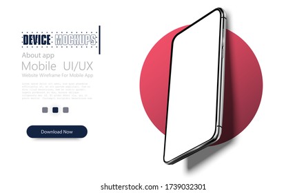 Smartphone frame less blank screen, rotated position. 3d isometric illustration cell phone. Smartphone perspective view. Template for infographics or presentation UI design interface. vector