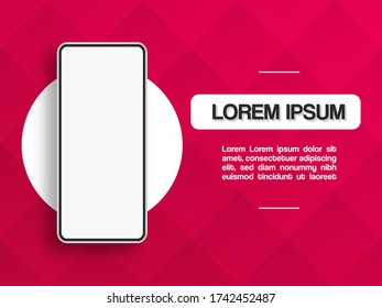 Smartphone frame less blank screen, rotated position. Template for infographics or presentation user interface design interface. Front mockup of smartphone templates for user experience presentation.