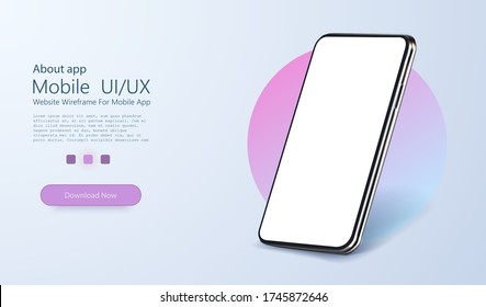 Smartphone frame less blank screen, rotated position. 3d isometric illustration cell phone. Smartphone perspective view. Template for infographics or presentation UI design interface. vector