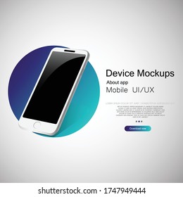 Smartphone frame less blank screen, rotated position. 3d isometric illustration cell phone. Smartphone perspective view. Template for infographics or presentation UI design interface. vector. eps10