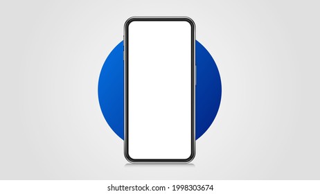 Smartphone frame less blank screen, front position. 3d realistic illustration cell phone. Smartphone front view. Template for infographics or presentation UI design interface. Phone realistic vector