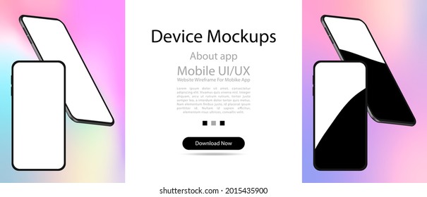 Smartphone frame less blank screen, rotated position. Isometric illustration cell phone. Template for advertising or page to the site, marketing, presentation. İnfographics UI design interface.