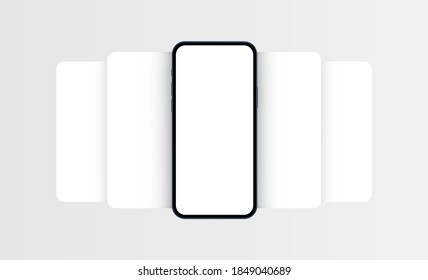 Smartphone Frame Mockup With Blank App Screens. Mobile App Design Concept For Showcasing Screenshots. Vector Illustration