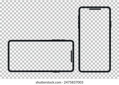 Maqueta de marco de teléfono inteligente sobre fondo transparente. Ilustración vectorial