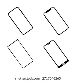 Smartphone quadro mockup vetor conjunto com diferentes estilos de entalhe e designs de painel, incluindo tela móvel moderna. eps 10