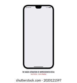 smartphone frameless grey color with blank screen saver isolated on white background. mockup of realistic and detailed new mobile phone with shadow. stock vector illustration