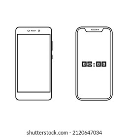 smartphone frameless icon in outline design isolated on white background. mobile phone mockup in thin line style. stock vector illustration