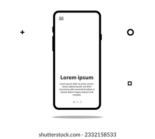 Smartphone frameless mobile blank screen isolated on white background vector