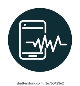smartphone frequency sound block style icon vector illustration